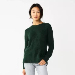 Women's Sonoma Goods For Life® Diamond Stitch Pullover Sweater -Outlet Clothiza Store 5579763 Evergreen