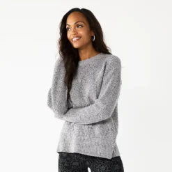 Women's Sonoma Goods For Life® Diamond Stitch Pullover Sweater -Outlet Clothiza Store 5579763 Gray