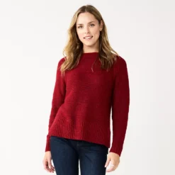 Women's Sonoma Goods For Life® Textured Raglan Sweater -Outlet Clothiza Store 5579791 Red