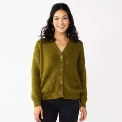 Women's Sonoma Goods For Life® Cropped Cardigan -Outlet Clothiza Store 5581344 Olive
