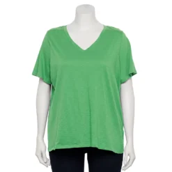 Petite Plus Size Sonoma Goods For Life® Everyday V-Neck Tee -Outlet Clothiza Store 5581510 Aloe Vera