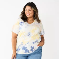 Petite Plus Size Sonoma Goods For Life® Everyday V-Neck Tee -Outlet Clothiza Store 5581510 Blue Wrinkle Dye