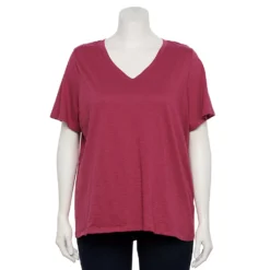 Petite Plus Size Sonoma Goods For Life® Everyday V-Neck Tee -Outlet Clothiza Store 5581510 Clematis Mauve