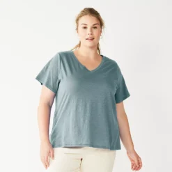 Petite Plus Size Sonoma Goods For Life® Everyday V-Neck Tee -Outlet Clothiza Store 5581510 Desoto Blue