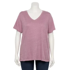 Petite Plus Size Sonoma Goods For Life® Everyday V-Neck Tee -Outlet Clothiza Store 5581510 Dusty Purple