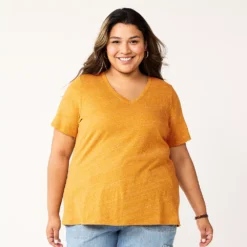 Petite Plus Size Sonoma Goods For Life® Everyday V-Neck Tee -Outlet Clothiza Store 5581510 Gold