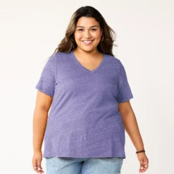 Petite Plus Size Sonoma Goods For Life® Everyday V-Neck Tee -Outlet Clothiza Store 5581510 Grape Purple
