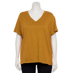 Petite Plus Size Sonoma Goods For Life® Everyday V-Neck Tee -Outlet Clothiza Store 5581510 Green Gold