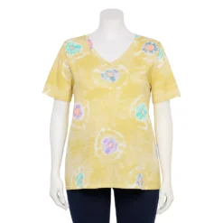 Petite Plus Size Sonoma Goods For Life® Everyday V-Neck Tee -Outlet Clothiza Store 5581510 Lemon Yellow Circle