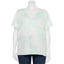 Petite Plus Size Sonoma Goods For Life® Everyday V-Neck Tee -Outlet Clothiza Store 5581510 Light Blue Tie Dye