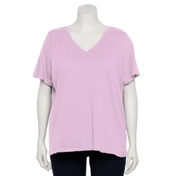 Petite Plus Size Sonoma Goods For Life® Everyday V-Neck Tee -Outlet Clothiza Store 5581510 Light Lilac