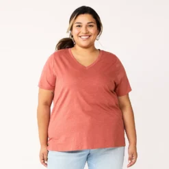 Petite Plus Size Sonoma Goods For Life® Everyday V-Neck Tee -Outlet Clothiza Store 5581510 Mauve
