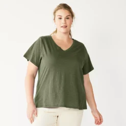 Petite Plus Size Sonoma Goods For Life® Everyday V-Neck Tee -Outlet Clothiza Store 5581510 Olive Night