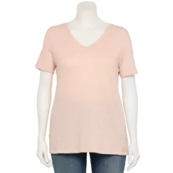 Petite Plus Size Sonoma Goods For Life® Everyday V-Neck Tee -Outlet Clothiza Store 5581510 Peach Layer