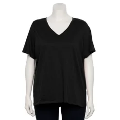 Petite Plus Size Sonoma Goods For Life® Everyday V-Neck Tee -Outlet Clothiza Store 5581510 Pitch Black
