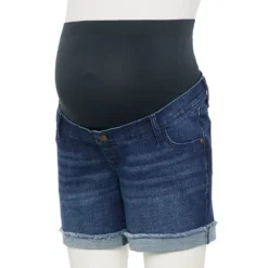 Maternity Sonoma Goods For Life® Inset Over-The-Belly Frayed Jean Shorts -Outlet Clothiza Store 5583214 Dark Wash