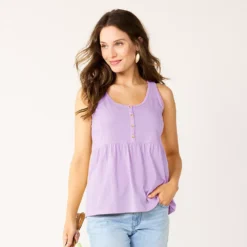 Women's Sonoma Goods For Life® Button Utility Tank -Outlet Clothiza Store 5583719 Light Purple