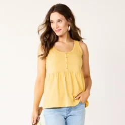Women's Sonoma Goods For Life® Button Utility Tank -Outlet Clothiza Store 5583719 Light Yellow