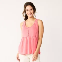 Women's Sonoma Goods For Life® Button Utility Tank -Outlet Clothiza Store 5583719 Melon Pink