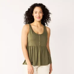 Women's Sonoma Goods For Life® Button Utility Tank -Outlet Clothiza Store 5583719 Olive