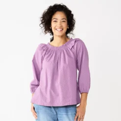 Women's Sonoma Goods For Life® Ruffle Shoulder Peasant Top -Outlet Clothiza Store 5584039 Light Purple