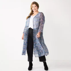 Plus Size Sonoma Goods For Life® Ruffled Tiered Floral Duster Cardigan