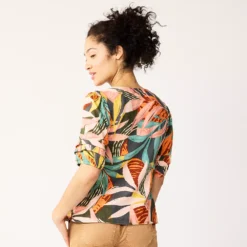 Women's Sonoma Goods For Life® Pleated Elbow-Sleeve Blouse -Outlet Clothiza Store 5584778 ALT