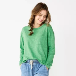 Women's Sonoma Goods For Life® Long Sleeve Pocket Tee -Outlet Clothiza Store 5585375 Aloe Green