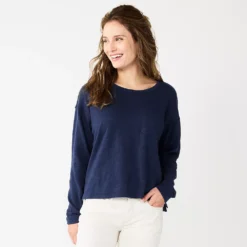 Women's Sonoma Goods For Life® Long Sleeve Pocket Tee -Outlet Clothiza Store 5585375 Navy