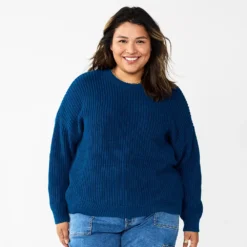 Plus Size Sonoma Goods For Life® Drop Shoulder Sweater -Outlet Clothiza Store 5585467 Blue