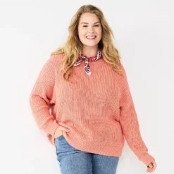 Plus Size Sonoma Goods For Life® Drop Shoulder Sweater -Outlet Clothiza Store 5585467 Coral