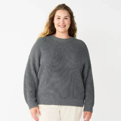 Plus Size Sonoma Goods For Life® Drop Shoulder Sweater -Outlet Clothiza Store 5585467 Gray
