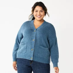 Plus Size Sonoma Goods For Life® Cropped Cardigan -Outlet Clothiza Store 5585627 Washed Blue
