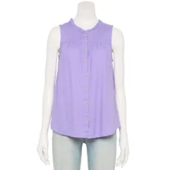 Women's Sonoma Goods For Life® Button-Front Ruffle Tank -Outlet Clothiza Store 5586080 Purple