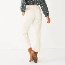 Women's Sonoma Goods For Life® Mid-Rise Straight-Leg Paperbag Pants -Outlet Clothiza Store 5587701 ALT