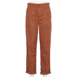 Women's Sonoma Goods For Life® Mid-Rise Straight-Leg Paperbag Pants -Outlet Clothiza Store 5587701 Brown Ikat