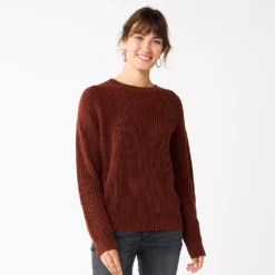 Petite Sonoma Goods For Life® Drop Shoulder Pullover Sweater -Outlet Clothiza Store 5587850 Brown