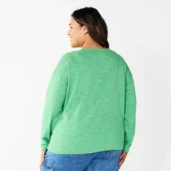 Plus Size Sonoma Goods For Life® Long Sleeve Pocket Tee -Outlet Clothiza Store 5590050 ALT