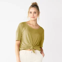 Women's Sonoma Goods For Life® Relaxed Scoopneck Tee -Outlet Clothiza Store 5596588 Light Olive