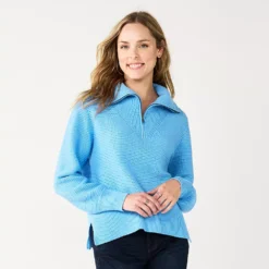 Women's Sonoma Goods For Life® Cozy Quarter-Zip Sweater -Outlet Clothiza Store 5597622 Sky Blue