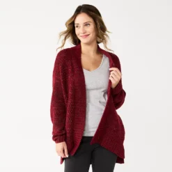 Women's Sonoma Goods For Life® Plush Cardigan -Outlet Clothiza Store 5597627 Berry Shine