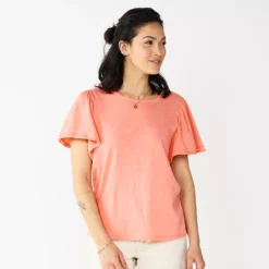 Women's Sonoma Goods For Life® Seamed Flutter Sleeve Top -Outlet Clothiza Store 5611922 Coral