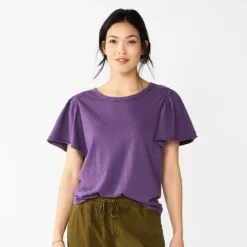 Women's Sonoma Goods For Life® Seamed Flutter Sleeve Top -Outlet Clothiza Store 5611922 Dark Purple