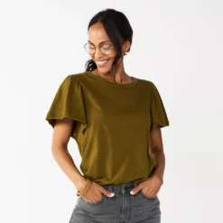 Women's Sonoma Goods For Life® Seamed Flutter Sleeve Top -Outlet Clothiza Store 5611922 Olive