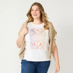 Plus Size Sonoma Goods For Life® Relaxed Graphic Tee -Outlet Clothiza Store 5611932 Cream Cosmic Scene