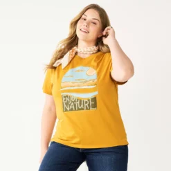 Plus Size Sonoma Goods For Life® Relaxed Graphic Tee -Outlet Clothiza Store 5611932 Gold Enjoy Nature