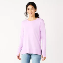 Women's Sonoma Goods For Life® Super Soft Solid Tunic Sweatshirt -Outlet Clothiza Store 5621644 Bright Light Purple