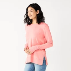 Women's Sonoma Goods For Life® Super Soft Solid Tunic Sweatshirt -Outlet Clothiza Store 5621644 Coral