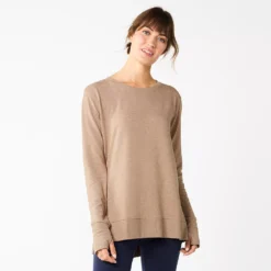 Women's Sonoma Goods For Life® Super Soft Solid Tunic Sweatshirt -Outlet Clothiza Store 5621644 Tan