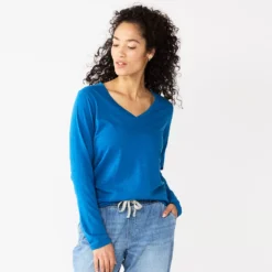 Women's Sonoma Goods For Life® Everyday V-Neck Long Sleeve Tee -Outlet Clothiza Store 5625801 Dark Teal
